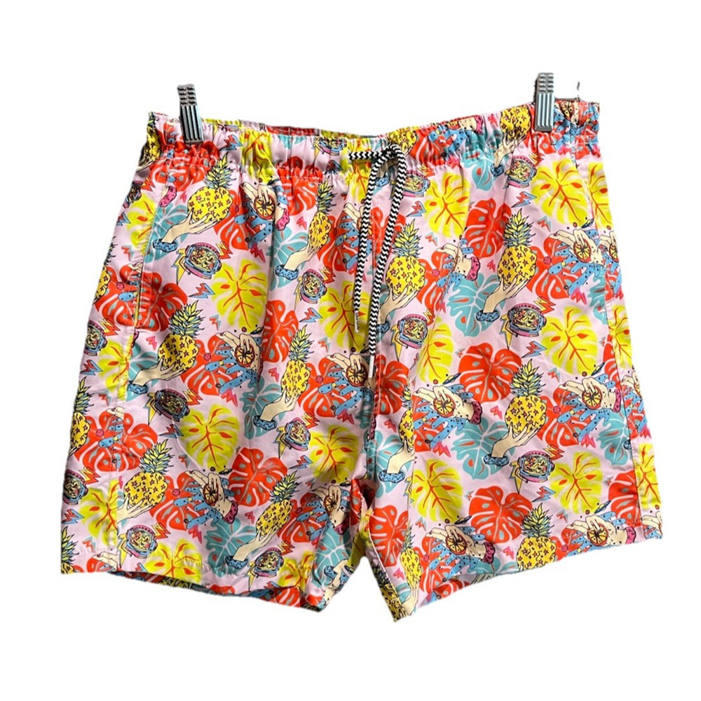Boardies Apparel Multicolor Pineapple Graphic‎ Men's Swim Trunks Shorts Size L